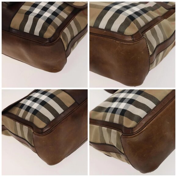 BURBERRY Nova Check Shoulder Bag Canvas Beige Gold Auth BA2533 - Picture 14 of 16